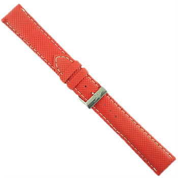 ZRC Rød PVC urrem med hvide stikninger, 18 mm bred, 190 mm lang og med guld spænde